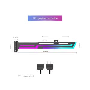 3PIN Graphics Card GPU Bracket with Built-in 5V ARGB Strip, Adjustable Length and Height ( Open Box )